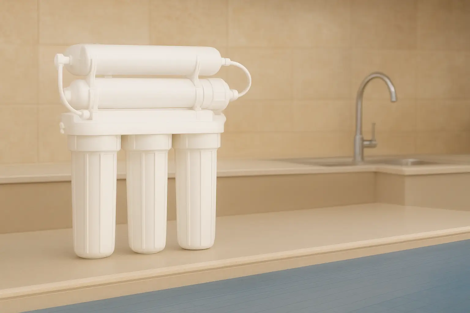 RO water filter system installed in a home